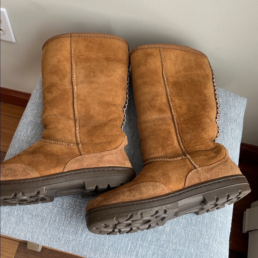 Ugg Ultra Tall Braided Back 5245 New Zealand‎ Label Sheepskin Rubber Sole Tasman - Picture 12 of 14